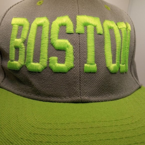 MU:KA Boston  Baseball Cap wide bill flat brim thick embroidery - Picture 2 of 10